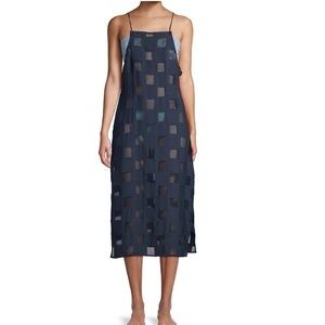 Onia Sheer Checkered Dress Coverup Navy